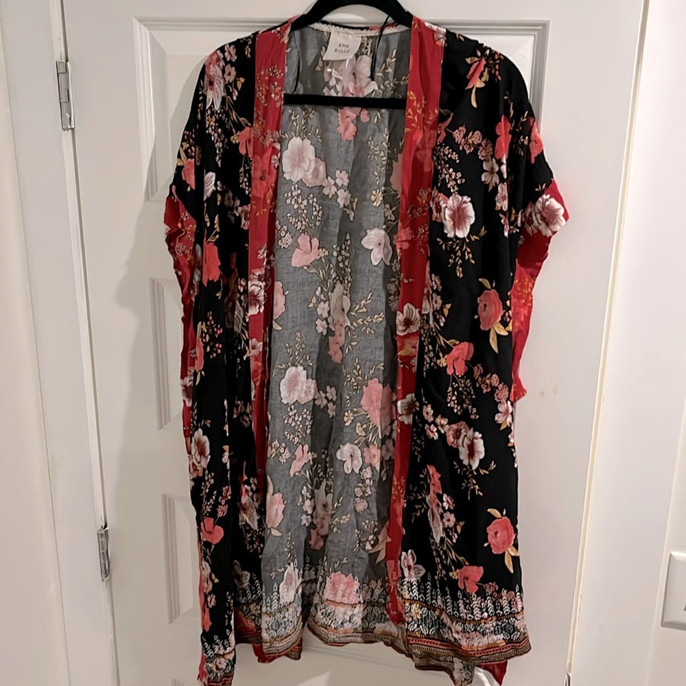Knox Rose 🌹 Floral Cover-Up/Cardigan with Tie Closure on Sides